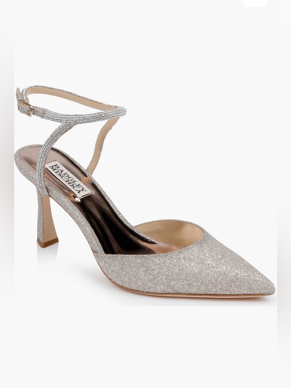 NIB Badgley Mischka Kamilah Ankle Strap Pump - Champagne Glitter